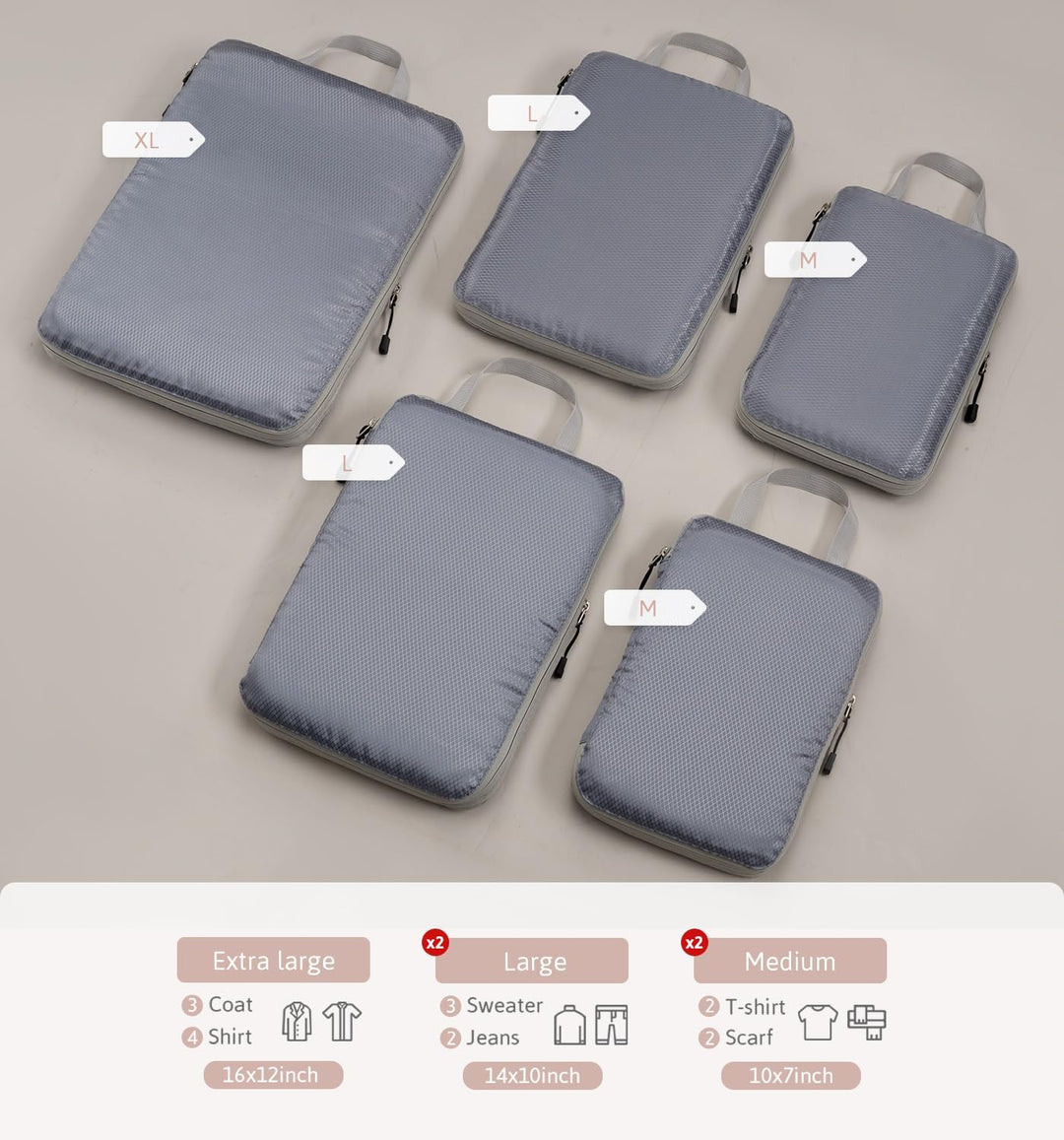 Meowoo Packing Cubes Kompression Koffer Organizer Packwürfel Packtaschen Kleidertaschen Verpackungsw