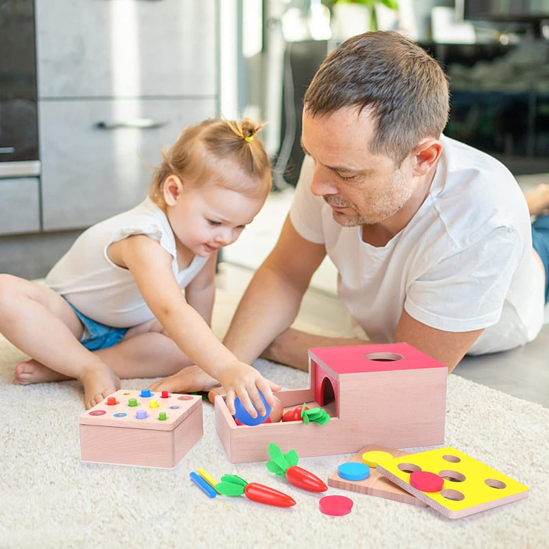 Holzspielzeug ab 1 Jahr | 4 in 1 Montessori Spielzeug Baby Motorikspielzeug ab 10 Monate Jungen Mädc