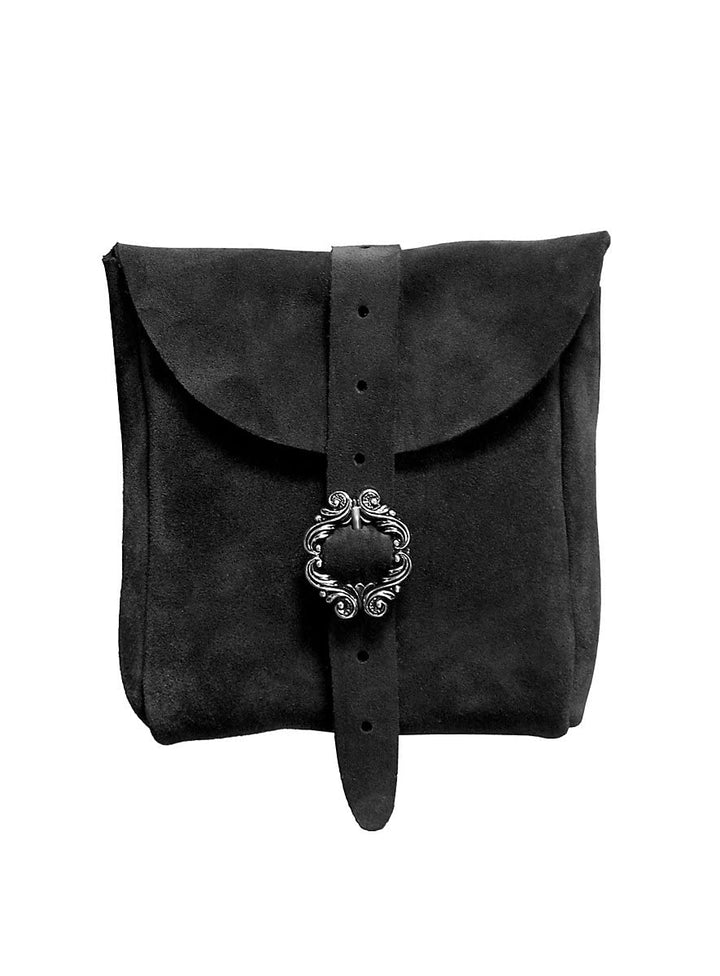 Andracor Mittelalter LARP Zubehör kleine Veloursleder Gürteltasche aus echtem Leder - 10 x 10 cm - s