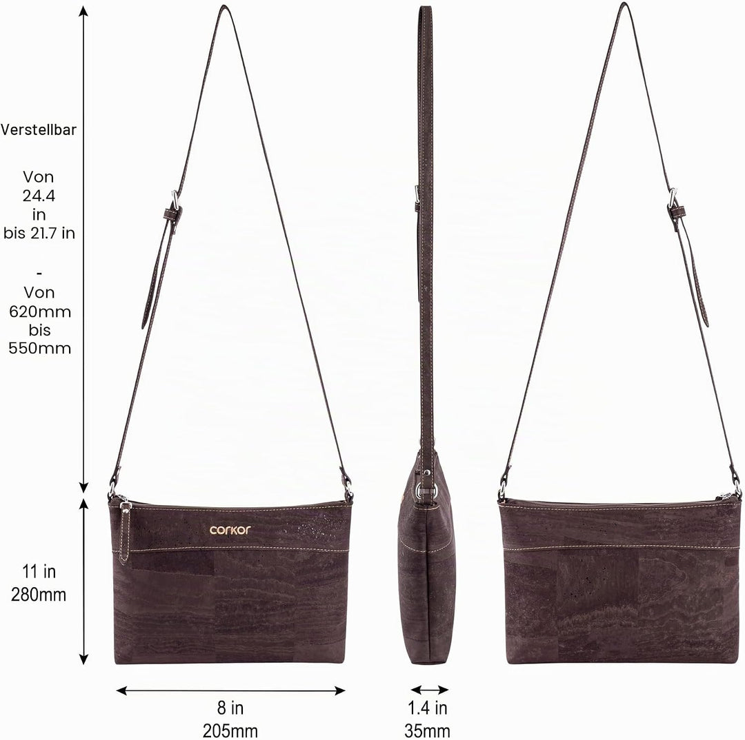 Corkor Vegane Umhängetasche Damen Geldbeutel Schultertaschen Handtasche Schulter Natur-Leder Natur K
