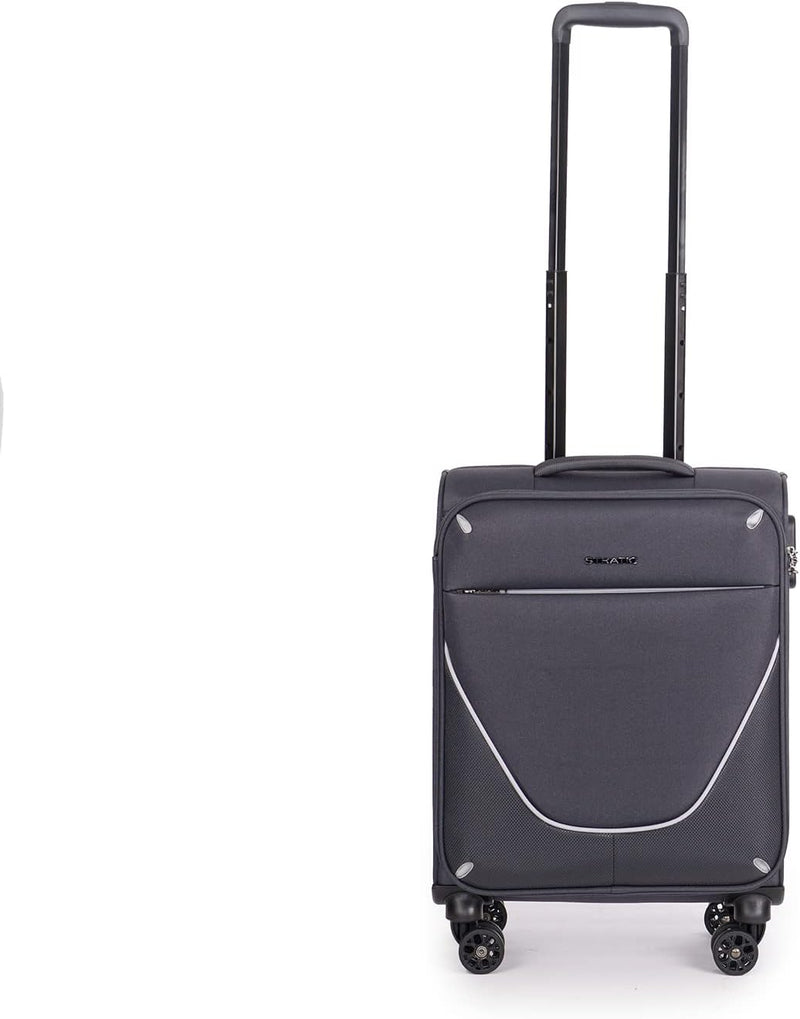 Stratic Strong Koffer Weichschale Reisekoffer Trolley Rollkoffer Handgepäck, 4 Rollen, Grösse S, Ant