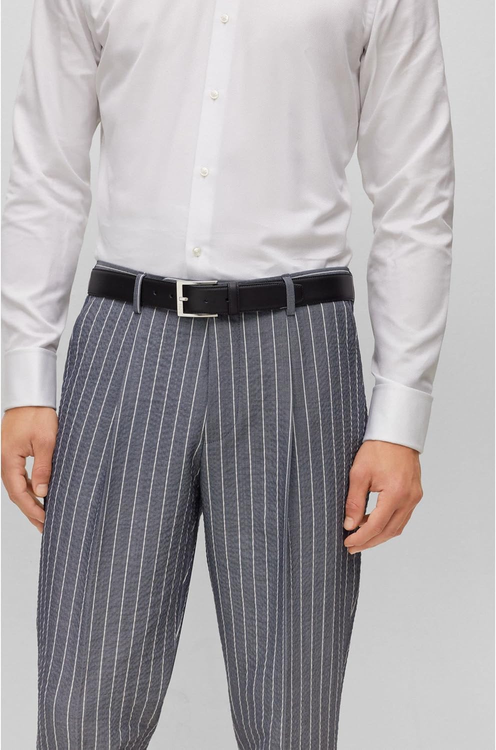 BOSS Herren Ellotyo Sz35 Gürtel aus italienischem Leder mit Logo-Schliesse 105 Black1, 105 Black1