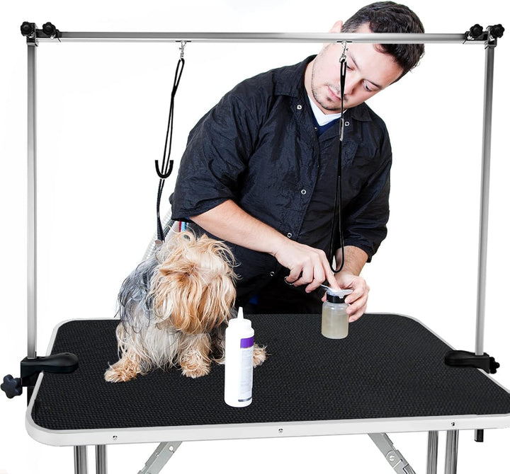 AufuN Trimmtisch für Hunde Schertisch, 113x60x76 cm Stabil Hundepflegetisch mit höhenverstellbarem G