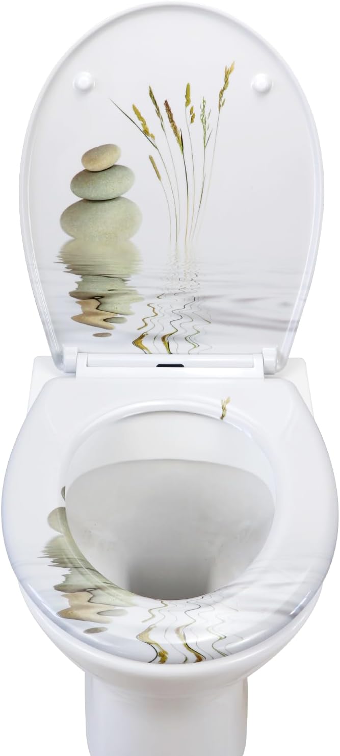 Fanmitrk WC Sitz mit Absenkautomatik, Toilettendeckel Duroplast, Klodeckel mit Schnellverschluss, Mo