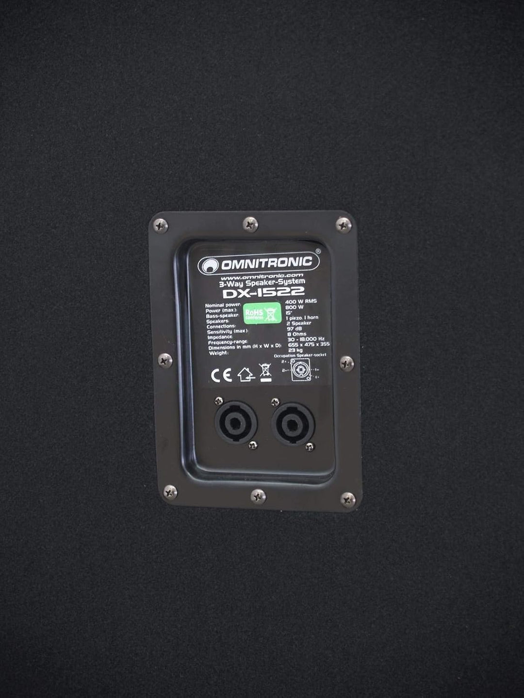 OMNITRONIC DX-1522 3-Wege Box 800 W | Robuste Full-Range-Box mit 15" Tieftöner und 800 Watt Leistung