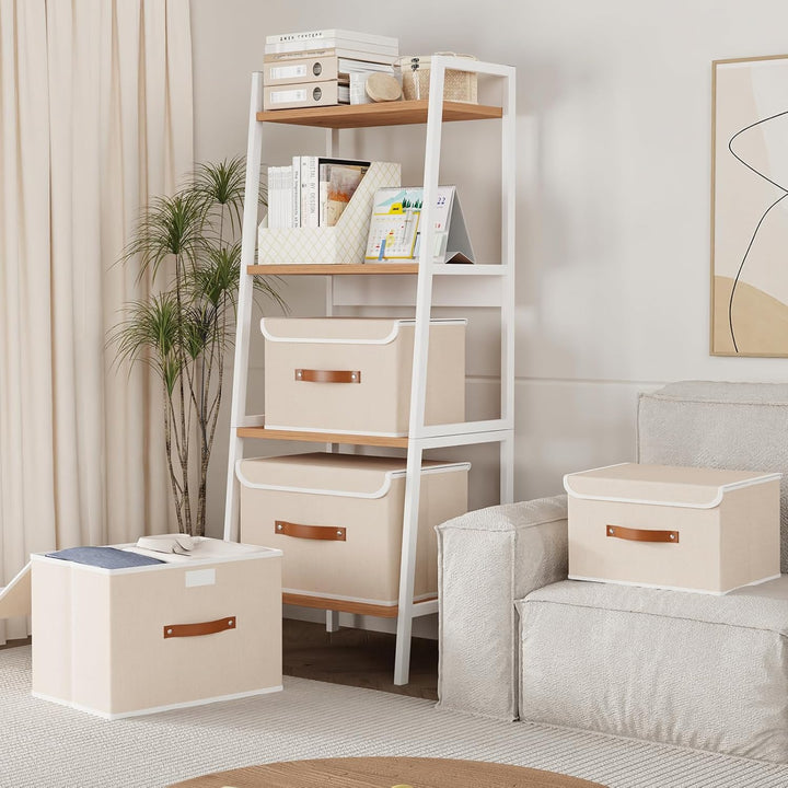 Yawinhe 2 Stück Kisten Aufbewahrung mit Deckel, Faltbare Stoffboxen, Waschbare, für Schlafzimmer, Kl