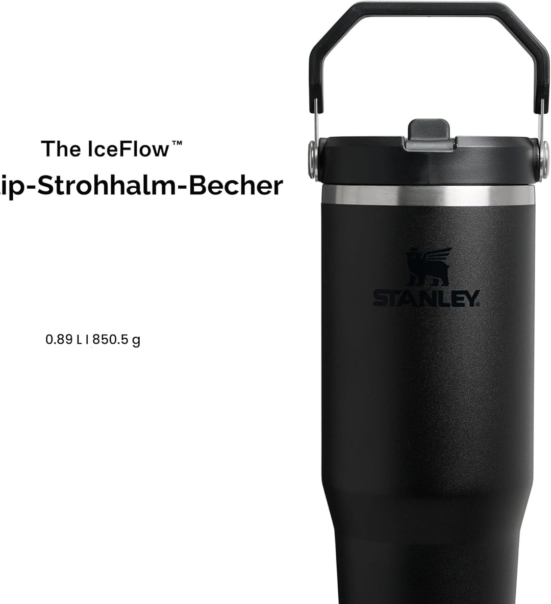 Stanley 1913 Flip Straw Tumbler 0.89L - Black | Kühlt 12+ Std. - Auslaufsicher - BPA-frei - Spülmasc