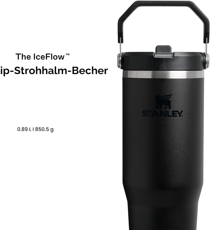 Stanley 1913 Flip Straw Tumbler 0.89L - Black | Kühlt 12+ Std. - Auslaufsicher - BPA-frei - Spülmasc