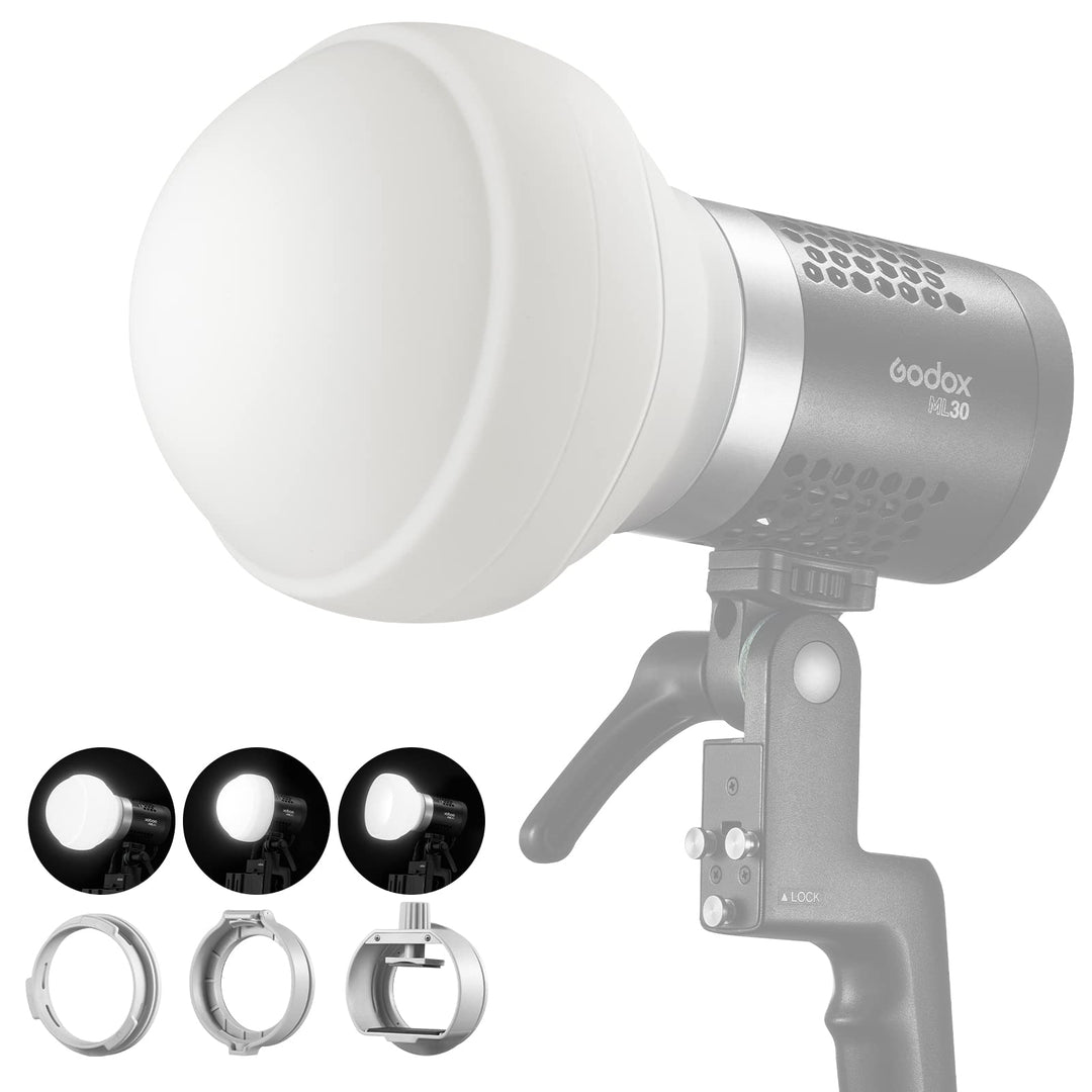 Godox ML-CD15 Diffusionskuppel Kit (3 Adapterringe Enthalten) Faltbares Diffusor Dome,Blitzlichtdiff