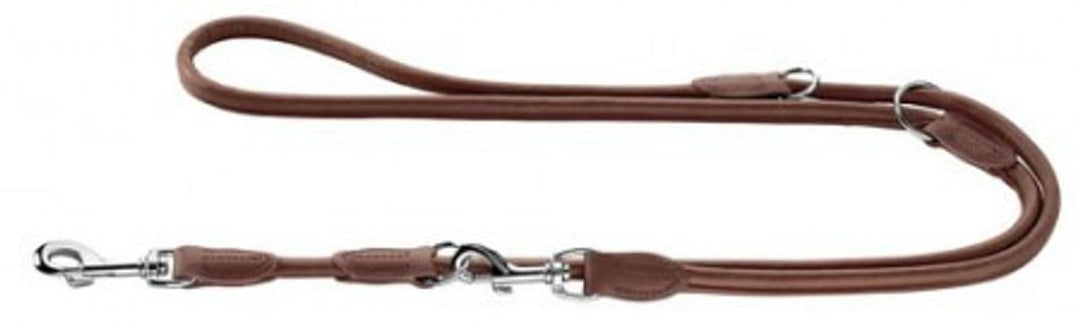 HUNTER ROUND & SOFT Verstellbare Hundeführleine, Leder, rundgenäht, 10/200, braun 1,0 x 200 cm braun
