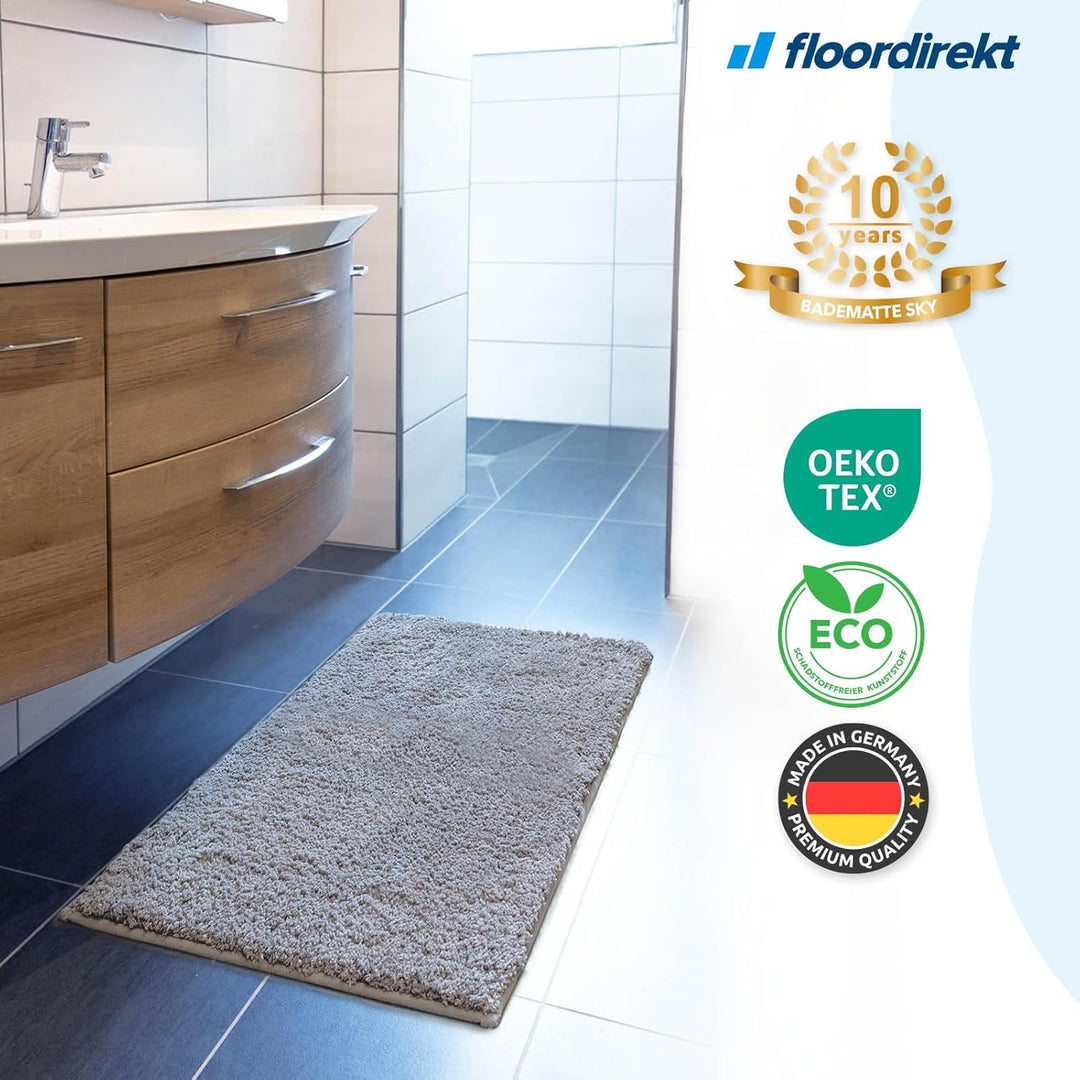 Floordirekt Badematte Sky - Badezimmerteppich - Weicher, dichter Hochflor - Rutschhemmend & Schnell