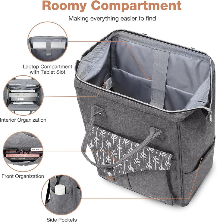 Lekesky Rucksack Damen Schultasche mit Laptopfach & Anti Diebstahl Tasche, 15.6 Zoll Laptoprucksack