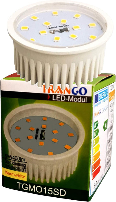 Trango 10er Pack MO15SD*10 Ultra flach 5Watt 3 Stufen dimmbar LED Modul 3000K warmweiss zum Austausc