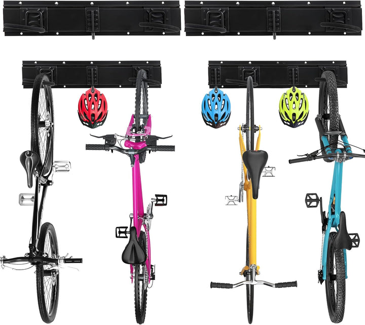 Sinoer Bike Wall Rack Bike Storage Wandhalterung für 4 Fahrräder + 3 Helme Werkzeugaufbewahrungshake