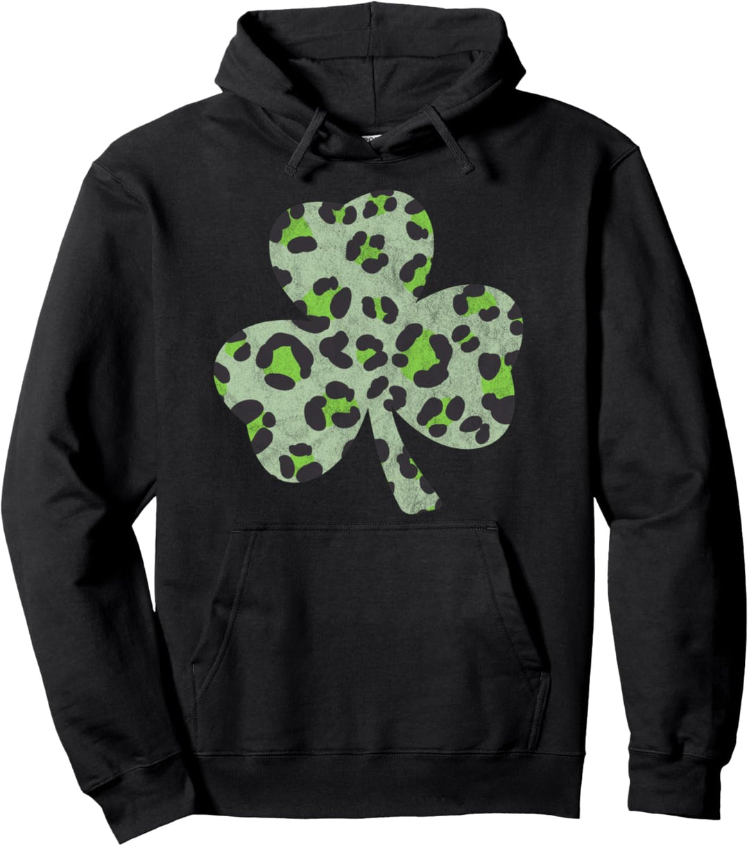 Trendy Cheetah Clover Fill Pullover Hoodie