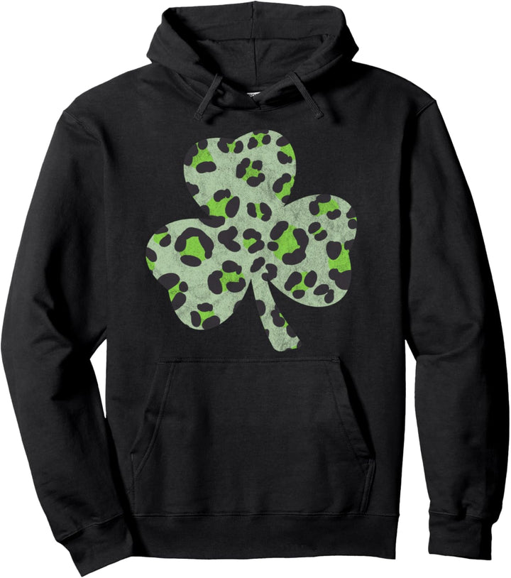 Trendy Cheetah Clover Fill Pullover Hoodie