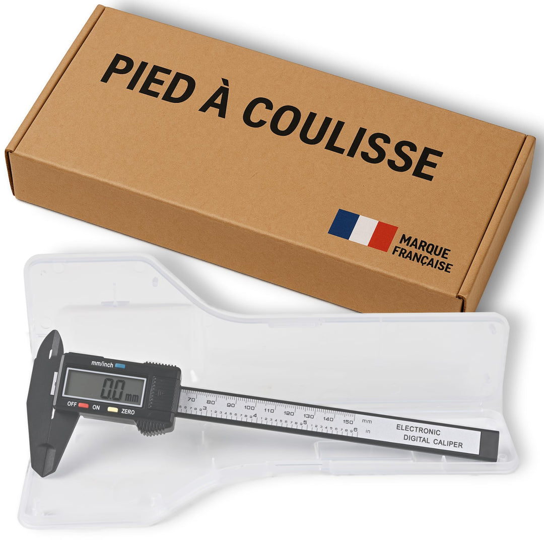 Digitaler Messschieber, 15 cm, französische Marke, inklusive Aufbewahrungsbox und Batterie