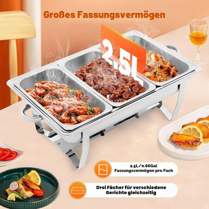 Warmhaltebehälter Essen, 9L Edelstahl 3-teilig Wärmebehälter für Speisen, Speisewärmer, Speisenwärme