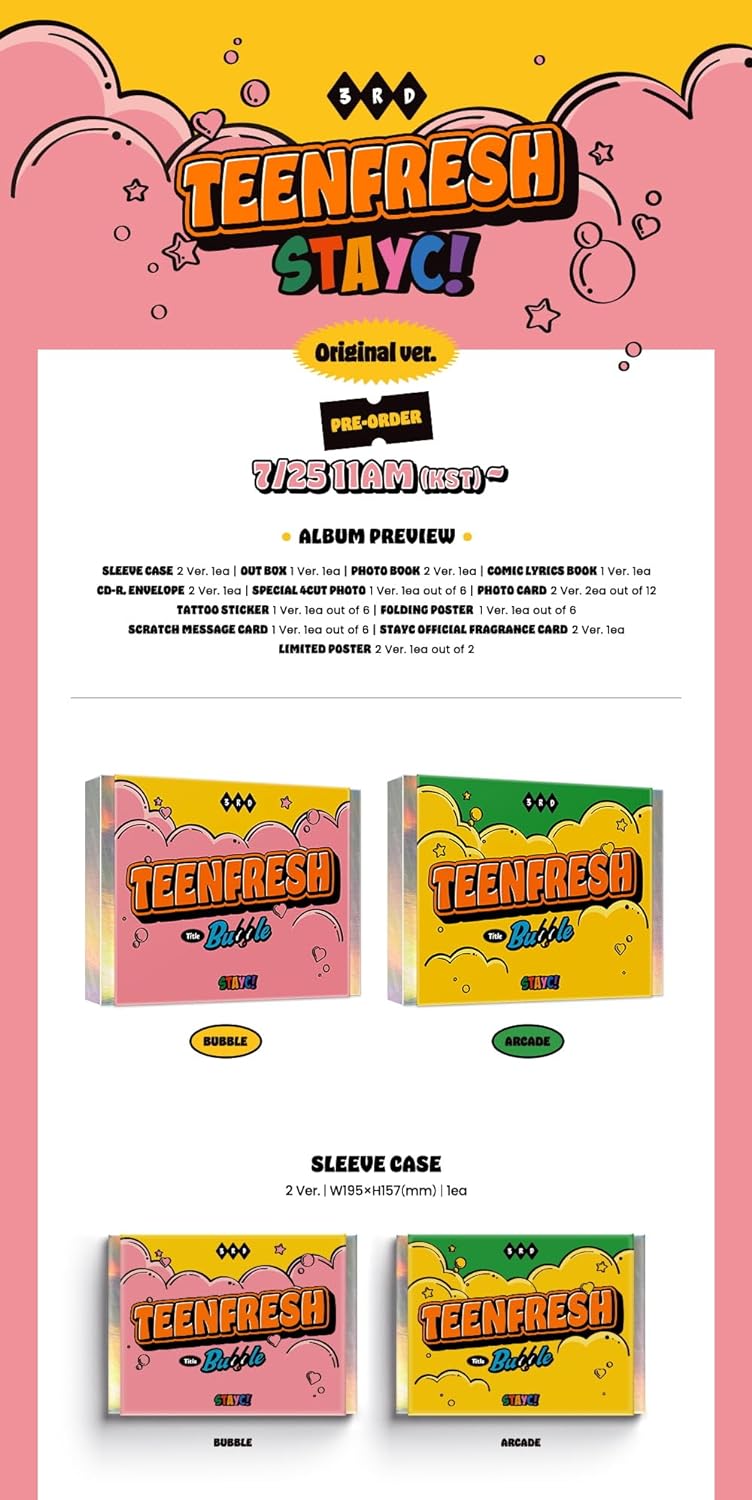 STAYC - TEENFRESH (3rd Mini Album) CD+Folded Poster (BUBBLE ver. / CD Only, No Poster), Bubble Ver.