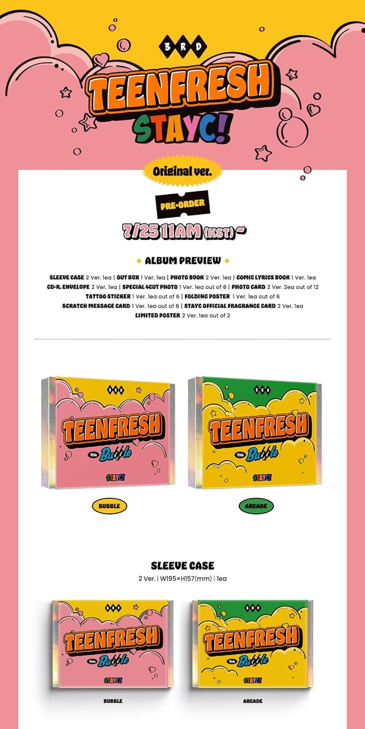 STAYC - TEENFRESH (3rd Mini Album) CD+Folded Poster (BUBBLE ver. / CD Only, No Poster), Bubble Ver.
