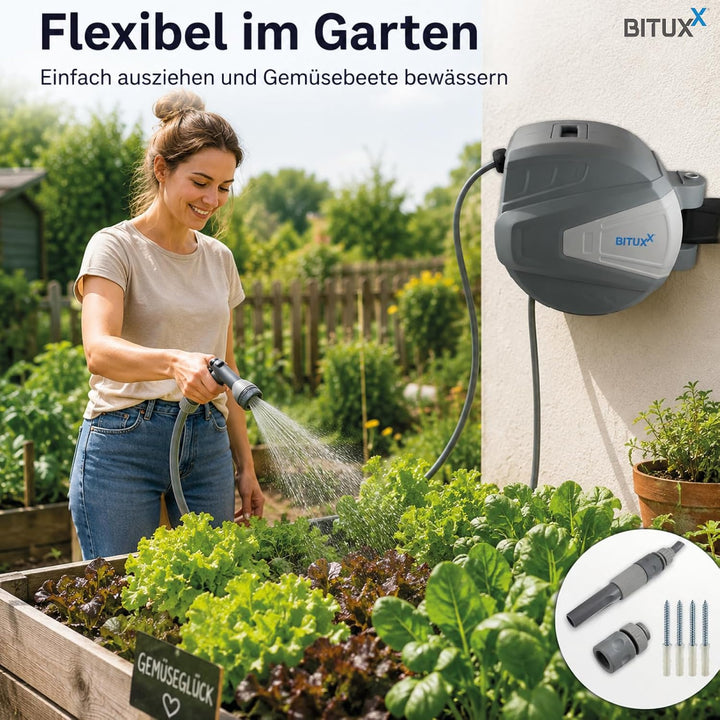 Bituxx Wand Wasser Schlauchtrommel Schlauchaufroller Wasserschlauchaufroller Schlauchbox Automatik (