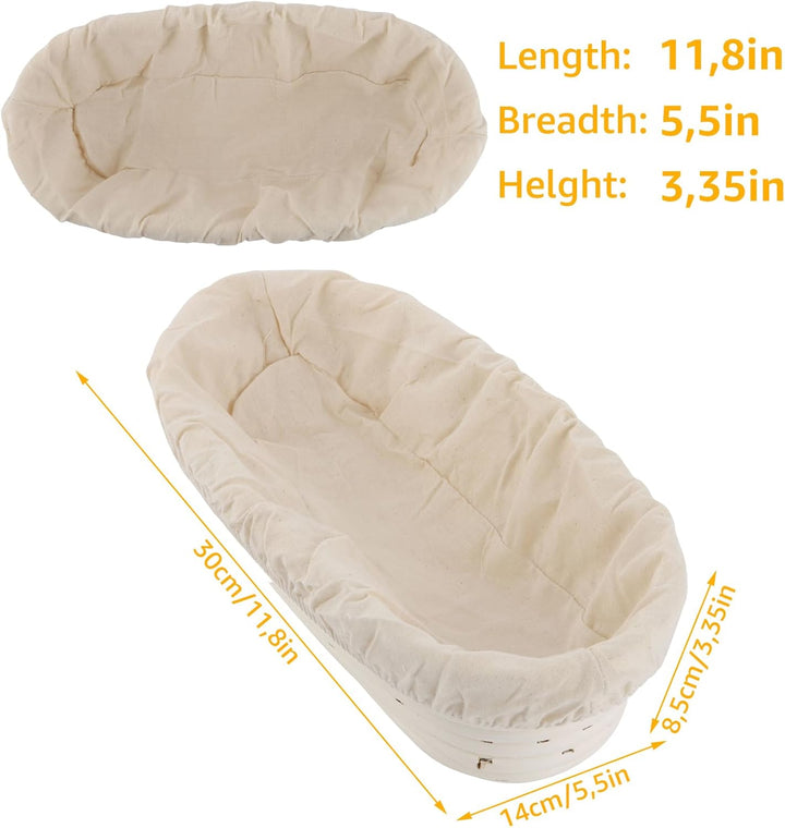 Gärkorb zum Brotbacken 2er- Set, 30 cm, Gärkörbchen aus natürlichem Rattan für selbstgemachtes Brotn