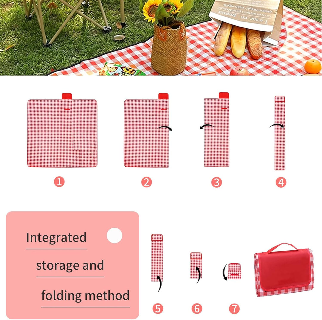 wasserdichte Picknickdecke 200x200 cm Oxford (Rot) | thermal protection, anti dirt surface, quick fo
