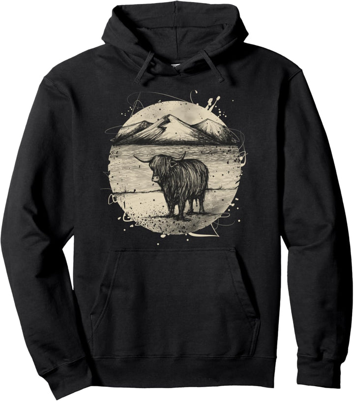 Highland Cow Hairy Cow Farm Geschenk Pullover Hoodie