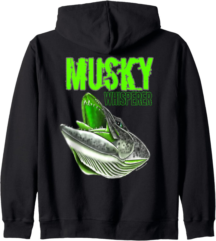 Black Fly Custom (vorne hinten) Moschusflüsterer-Angelhemden Kapuzenjacke