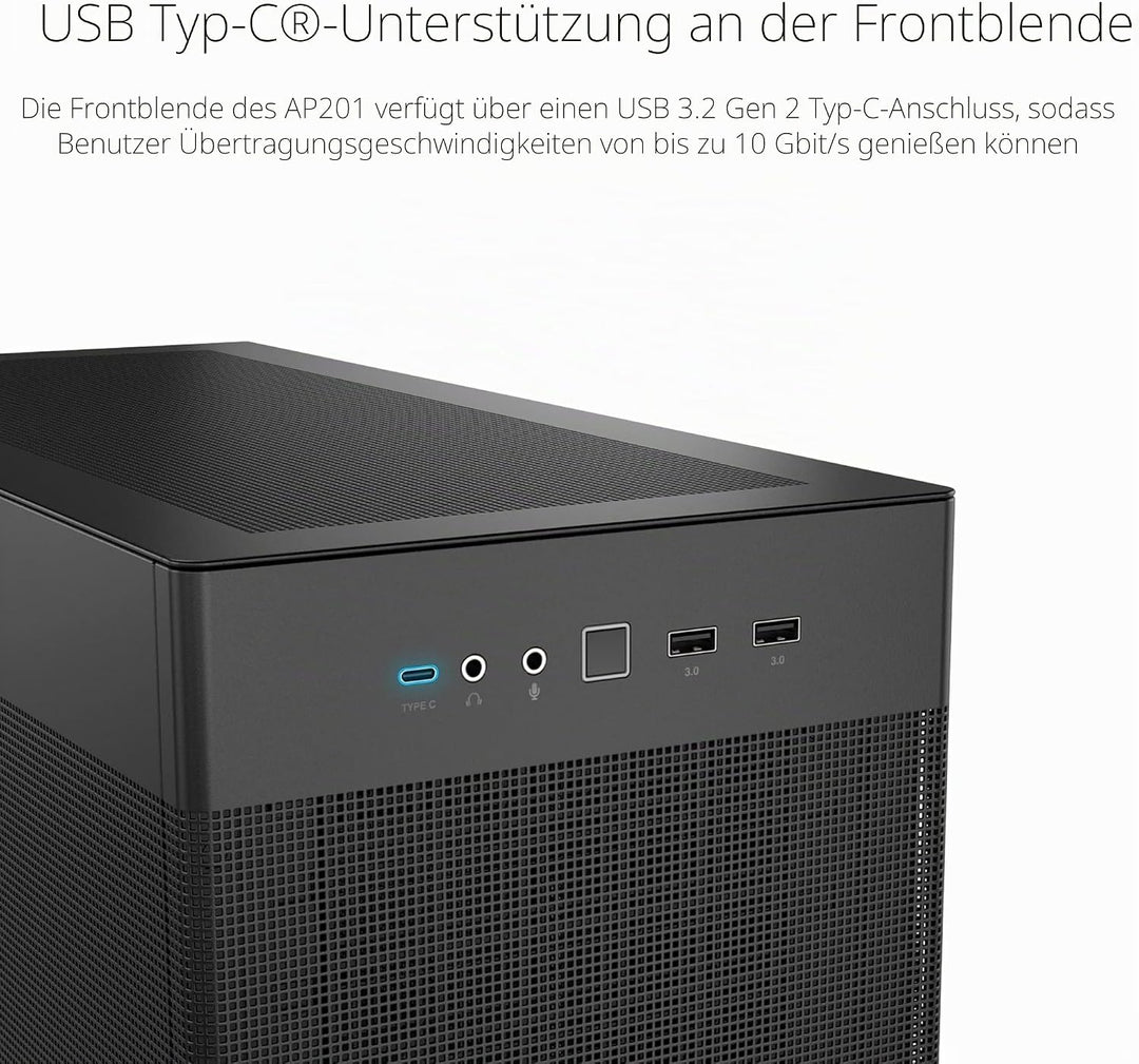 ASUS Prime AP201 MicroATX PC-Gehäuse (33 Liter, unterstützt 360-mm-Kühler, Grafikkarten bis 338 mm L