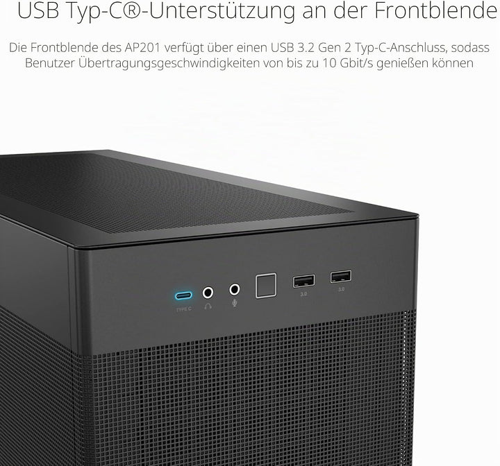 ASUS Prime AP201 MicroATX PC-Gehäuse (33 Liter, unterstützt 360-mm-Kühler, Grafikkarten bis 338 mm L