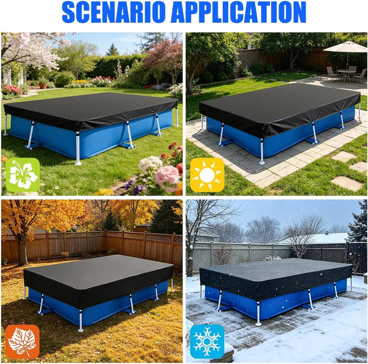 Poolabdeckung Rectangular 225 * 150 * 30cm,Sommer & Winter Poolplane,Schützt Staub, Laub, Wind und S