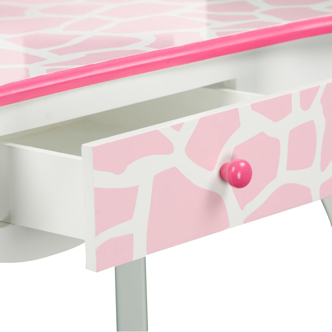 Teamson Kids Kinder Schminktisch mit Spiegel und Hocker Frisiertisch TD-11670D Rosa / Weiss, Rosa /