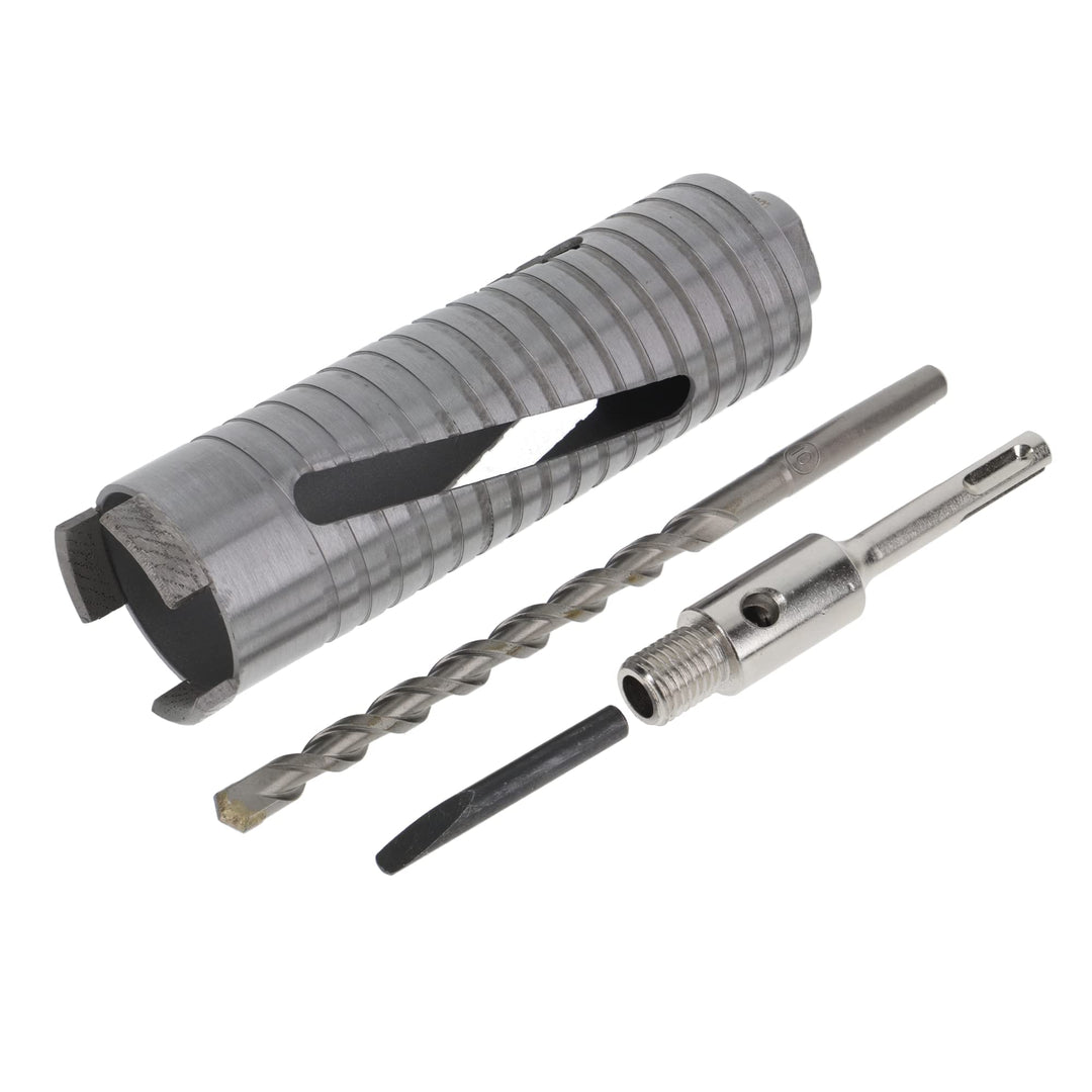 PRODIAMANT Diamant Bohrkrone ø 52mm Nutzlänge 150mm mit SDS Adapter lasergeschweisst für trocken Boh