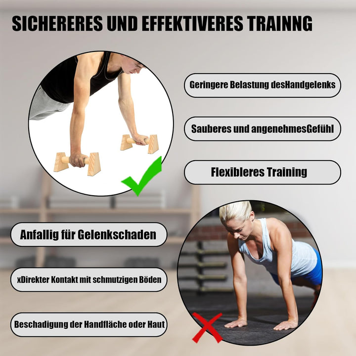 2 Stück Holz Liegestützgriffe Push Up Bars Calisthenics Equipment, Calisthenics GriffeHolz Parallett