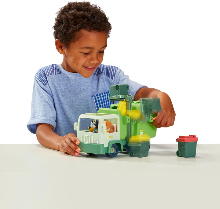 BlueY Müllwagen-Spielset mit Zwei 6,3–7,6 cm grossen Offiziellen Actionfiguren zum Sammeln, Müllmann