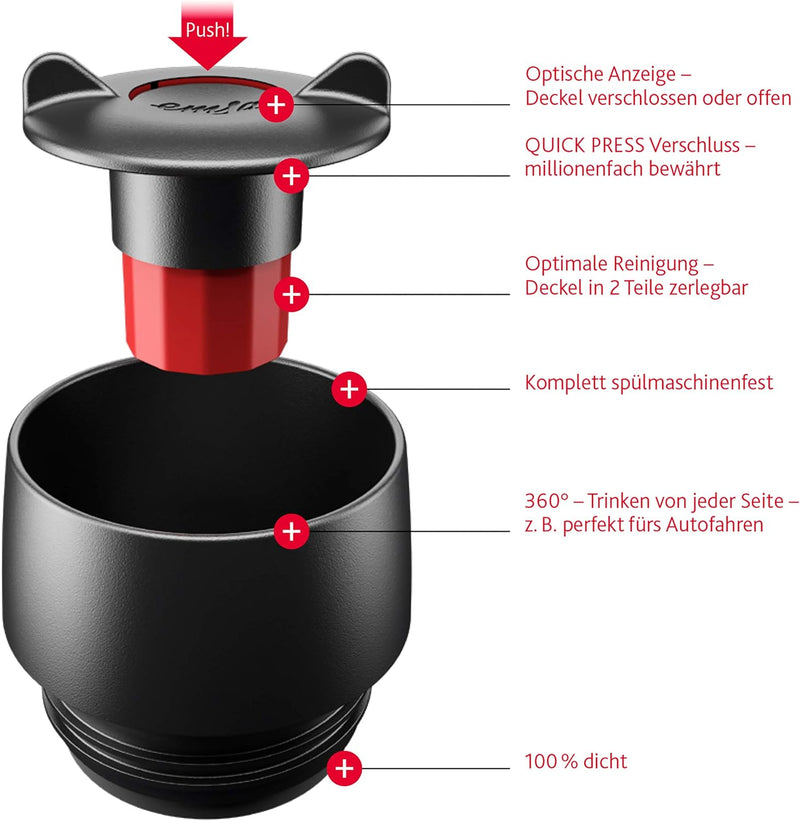 Emsa 515615 Travel Mug Classic Grande | Thermobecher | Isolierbecher | 500ml | hält 6h heiss, 12h ka