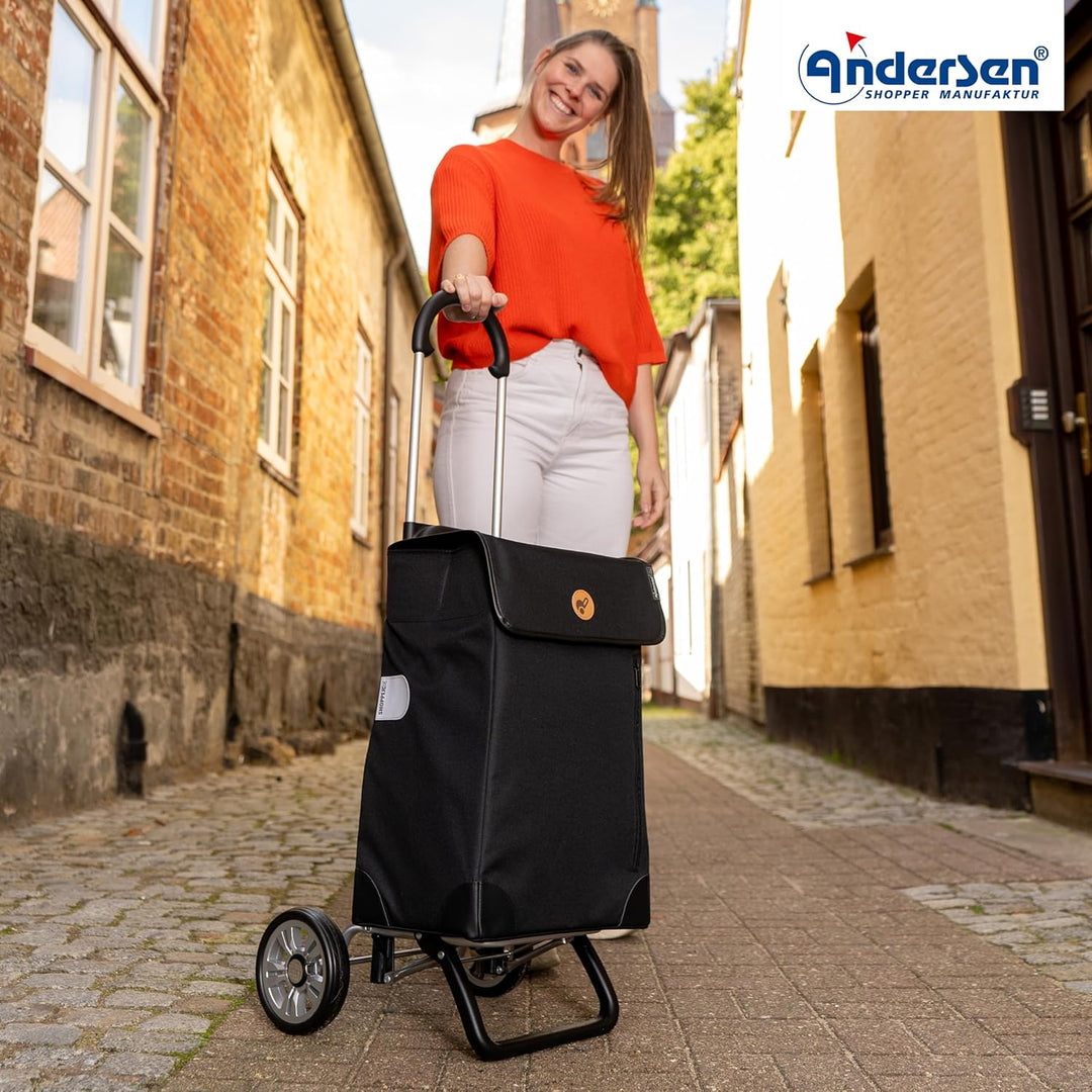 ANDERSEN Einkaufstrolley - Scala Shopper Plus Weda schwarz 36 L Handwagen, langlebig, Tasche abnehmb