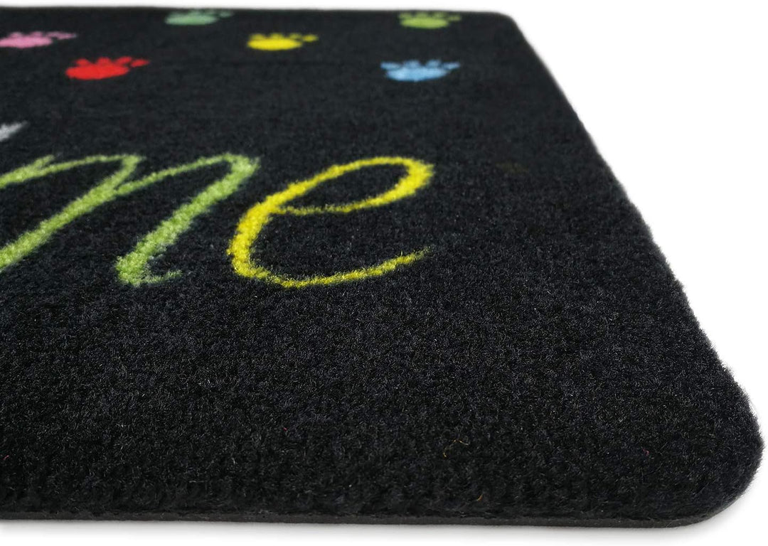 deco-mat Fussmatte Katze 50 x 70 cm Schwarz - Fussmatte mit Katzen - rutschfest &amp; waschbar - Schmutz