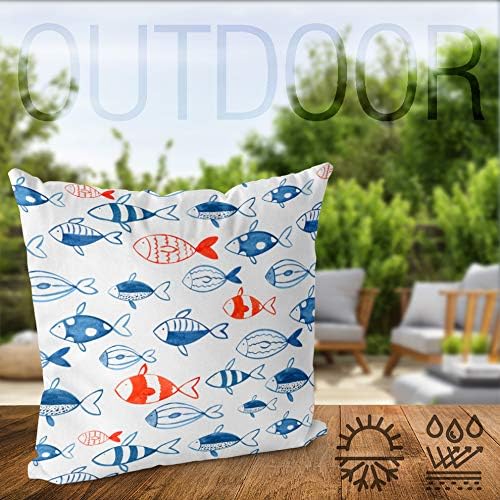 VOID Fischschwarm Blau Rot Kissenbezug Kissenhülle Sofakissen Kissen Deko Outdoor-Kissen Dekokissen,