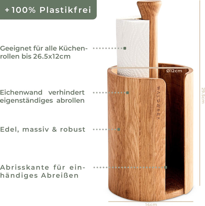 WALDWERK Design Küchenrollenhalter - Zewa Rollenhalter aus echtem Eichenholz - Küchenrollenhalter st