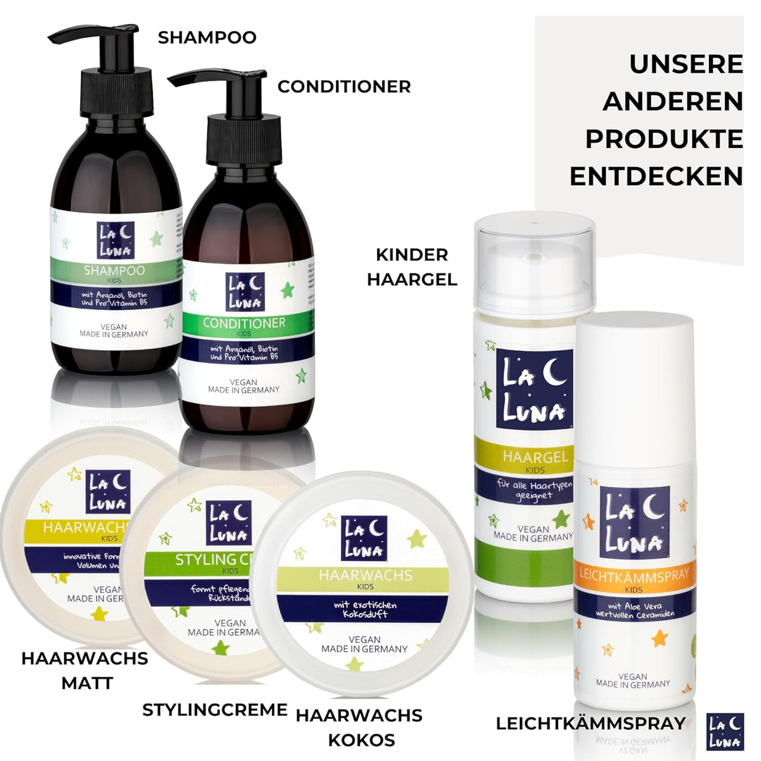 Haarwachs Kinder mit reinem Kokosöl|natürliches Finish| Kids Styling Creme|vegan|LA LUNA Made in Ger