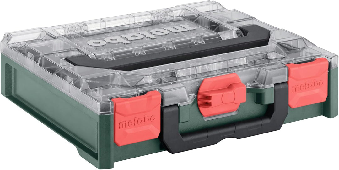 metabo metaBOX 100 S Organizer - 7,2 l Koffervolumen - Robuster Sortimentskoffer mit 15 Einsatzboxen