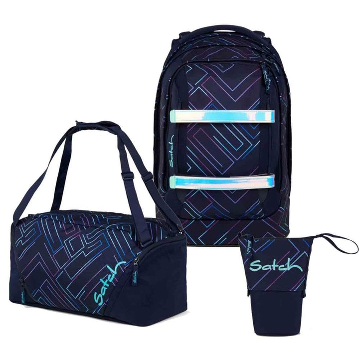 Satch Pack Pencil Slider Edition Schulrucksack Set 3tlg. inkl. Sporttasche (Purple Laser), Purple La