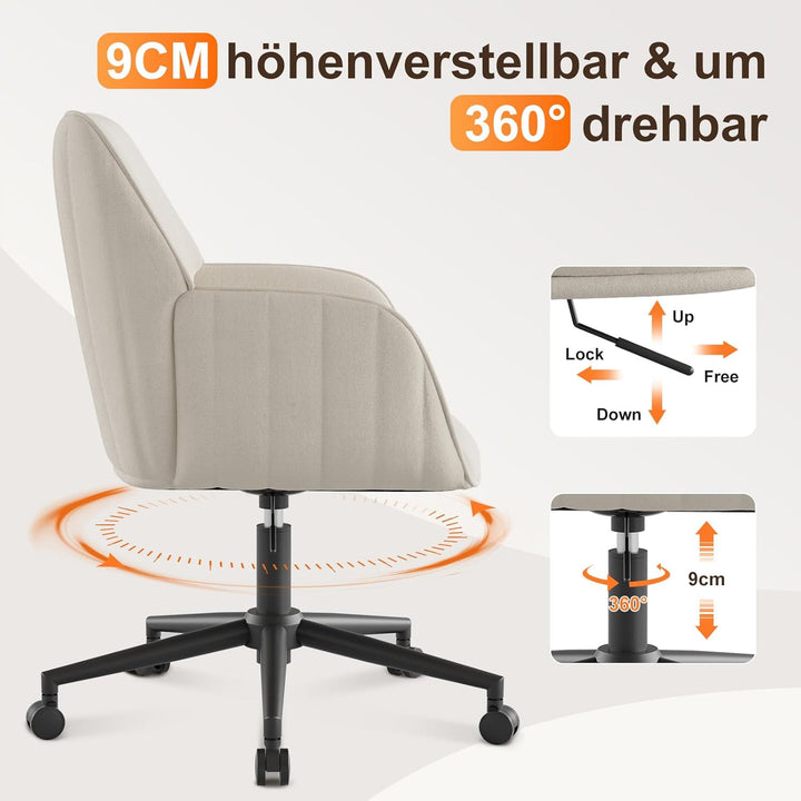 Schreibtischstuhl Bürostuhl Homeoffice bis 136kg Drehstuhl Samt Schminkstuhl mit Armlehnen Rollen Er