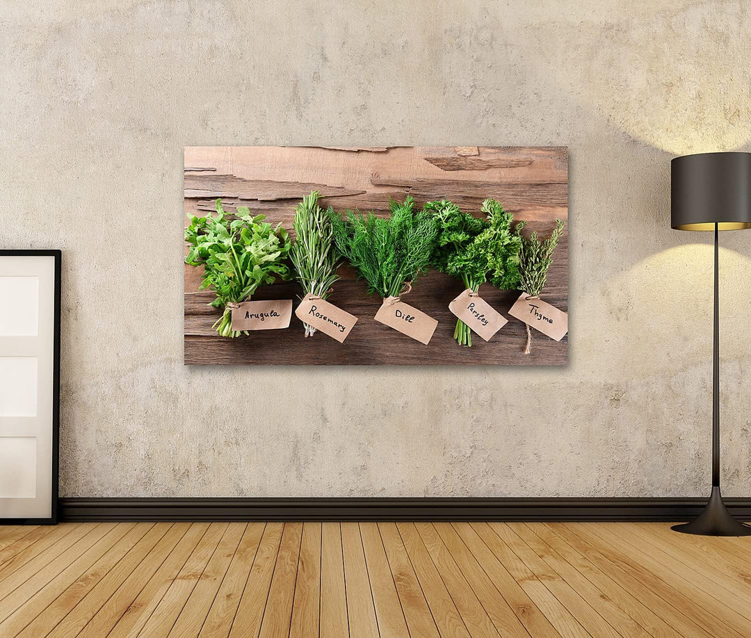 islandburner Bild auf Leinwand Verschiedene Frische Kräuter Auf Holzuntergrund Bilder Wandbilder Pos