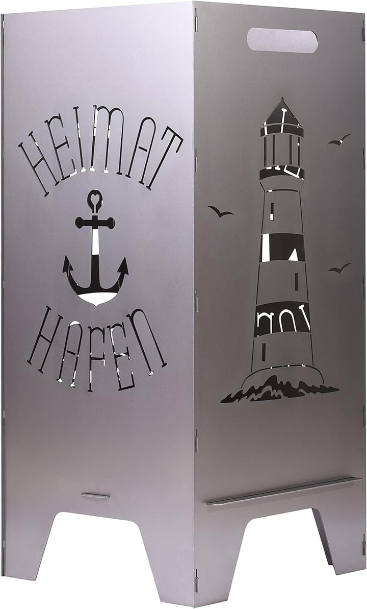 Feuertonne Mit Maritim Motiv | Stabiles Stecksystem Mit Tragegriffen | Robust & Aus Hochwertigem Sta