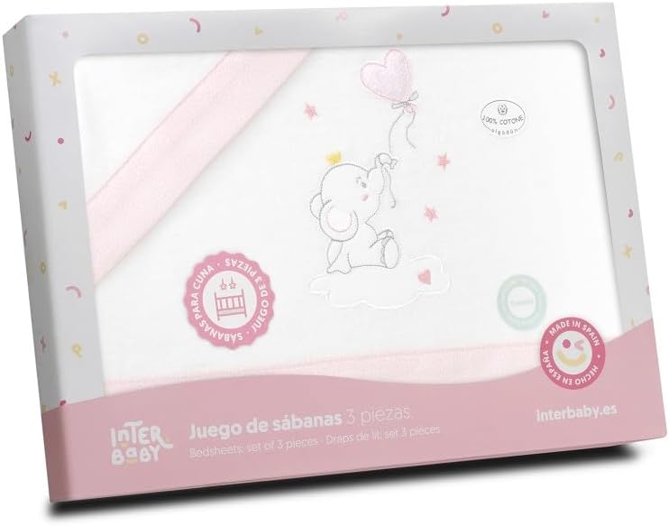 Interbaby Bettwäsche-Set für Kinderbett, 60 x 120 cm, 100% Baumwolle, warm, weich, inklusive Spannbe