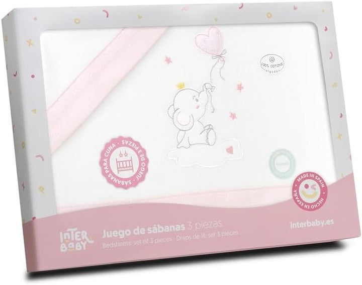 Interbaby Bettwäsche-Set für Kinderbett, 60 x 120 cm, 100% Baumwolle, warm, weich, inklusive Spannbe