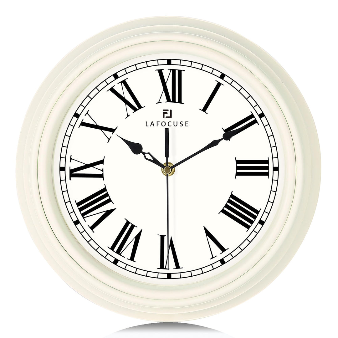 Lafocuse 30 cm Lautlos Wanduhr Römische Ziffern, Klassische Wanduhr Beige, Retro Wanduhr Ohne Tickge